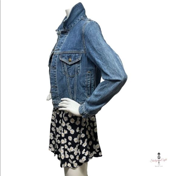 MOUSSY VINTAGE Jeans Denim Trucker Jacket Appliques New York Paris Bad A** S - Picture 10 of 13